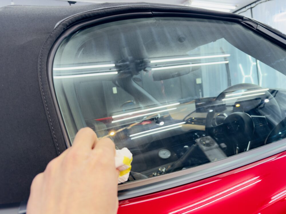 マツダロードスター 窓ガラスコーティング 撥水 シミ防止 横浜