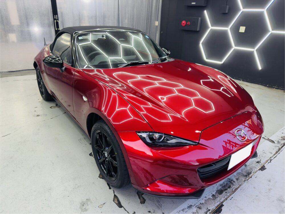 マツダロードスター 手洗い洗車 ムートン洗車 横浜 みなとみらい 赤レンガ倉庫 横浜中華街 マリンタワー 横浜ハンマーヘッド